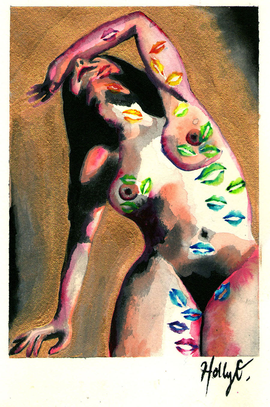 Remember To Be Loving #1, 5x7 2019 <br>watercolor, ink on paper